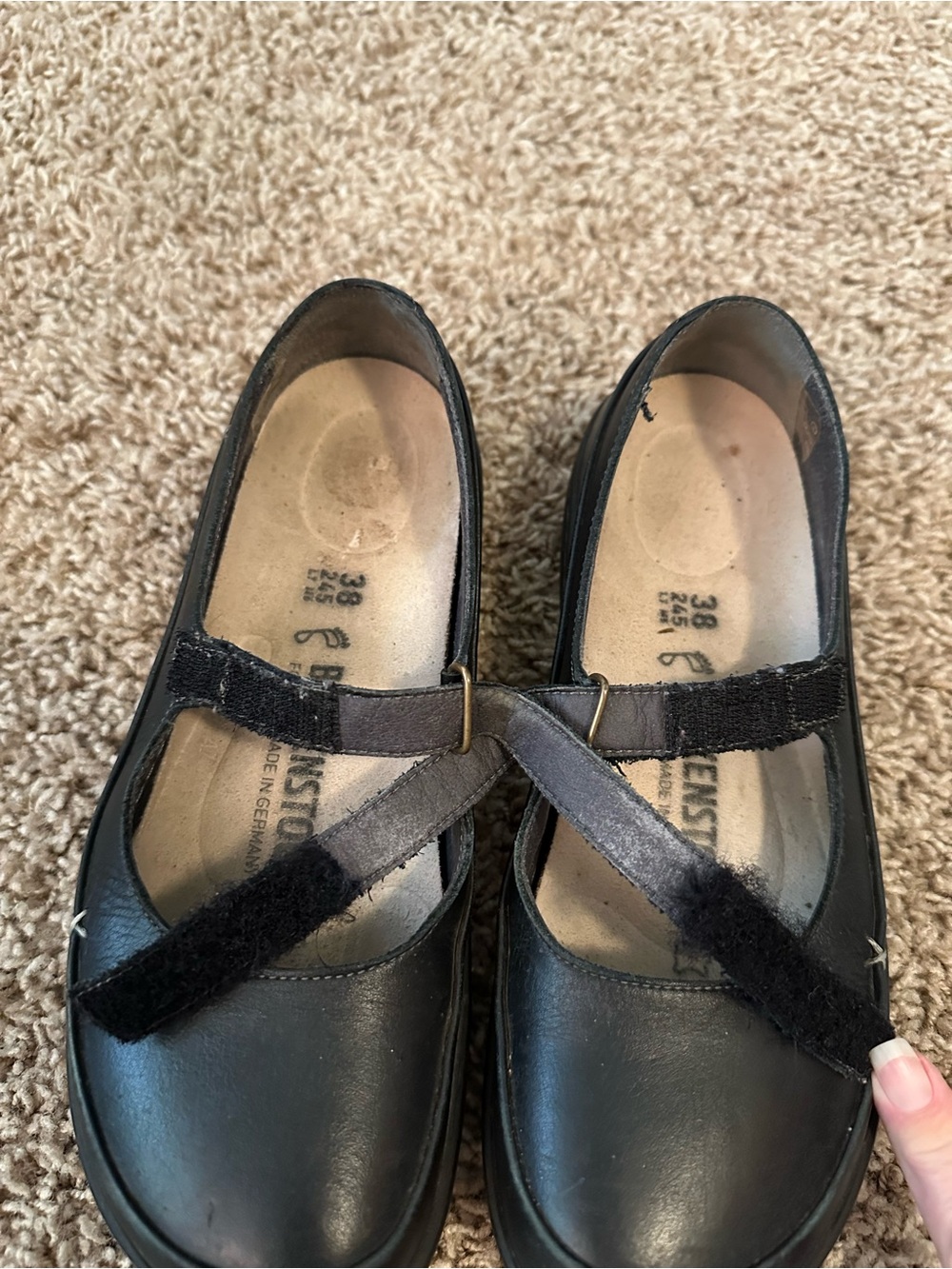 Birkenstock Black Leather Mary Jane Shoes Boho leather adjustable 38 - Picture 5 of 6
